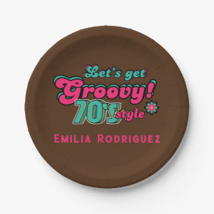 Custom 70's Retro Disco Birthday Boogie Groovy  Paper Plate