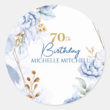 Custom 70th Birthday Blue Gold                  