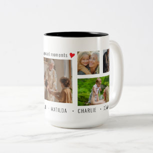 Custom 7 Photo & Text Special Moments Two-Tone Coffee Mug