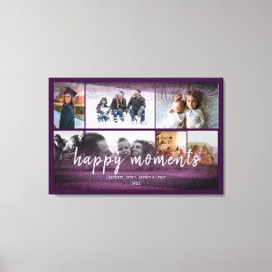 Custom 7 Photos with Burgundy Abstract  Frame Canvas Print