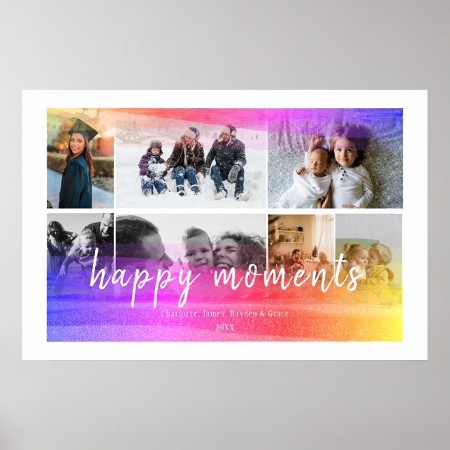  Custom 7 Photos with Unicorn Abstract Overlay Poster (Front)