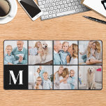 Custom 7 Pictures Personalized Modern Monogram Desk Mat<br><div class="desc">This desk mat features a customizable photo collage perfect for showcasing your favourite picture of family, pets, friends or grandparents. The modern and cute design is ideal for dog lovers, family, and friends, or anyone looking for a fun desk accessory. It's a great addition to any office space and can...</div>