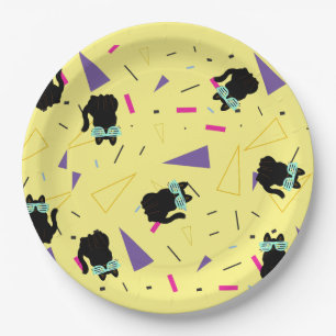 Custom 80's Retro Black Cool Cat Throwback  Paper Plate