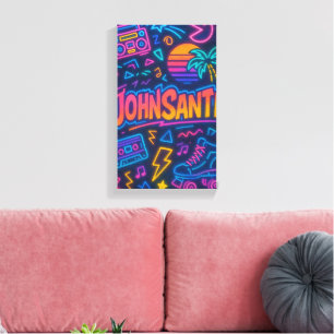 Custom 80s Retro Neon Name Poster – John Santi Canvas Print