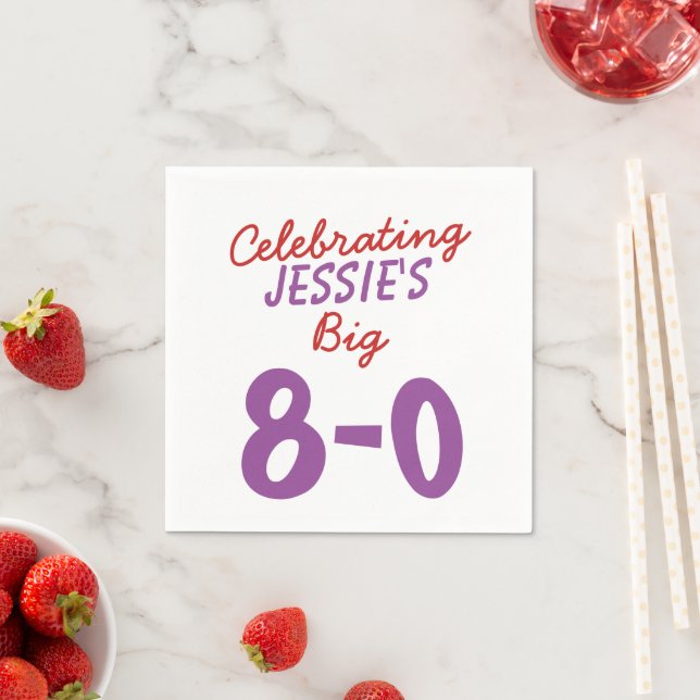 Custom 80th Birthday Celebration Add Name Napkin (Insitu)