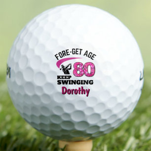 Custom 80th Birthday Gift for Sister Keep Swinging Golf Balls