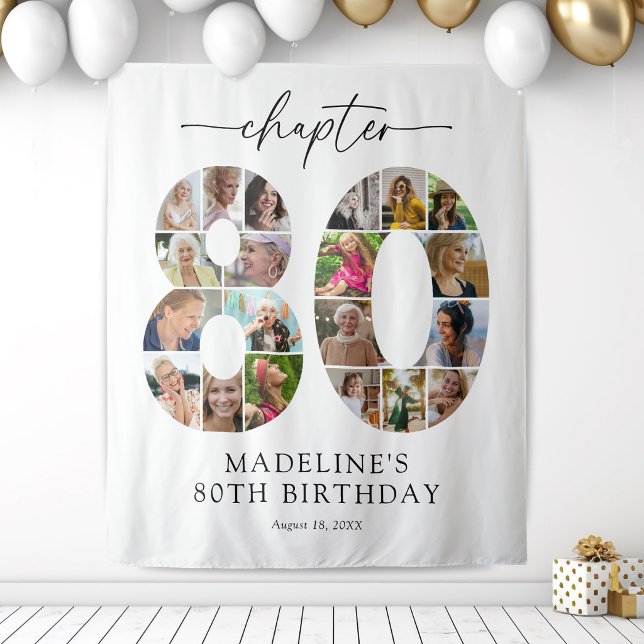 Custom 80th Birthday Photo Backdrop Tapestry (Creator Uploaded)