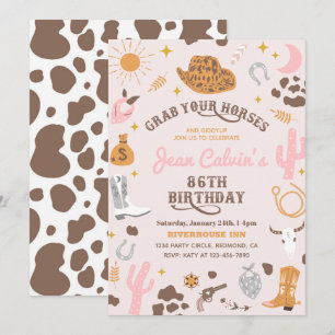 Custom 86th Cowgirl Birthday Invitation