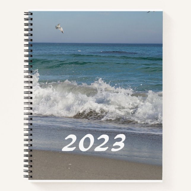 Custom 8.5" x 11" Spiral Notebook with seascape (Front)