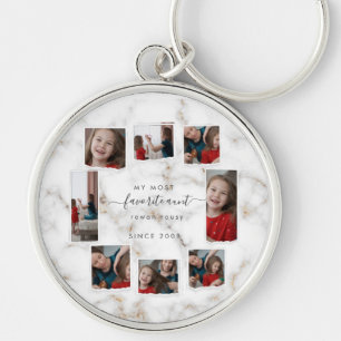 Custom 8 Eight Photo Collage Modern Elegant Family Keychain