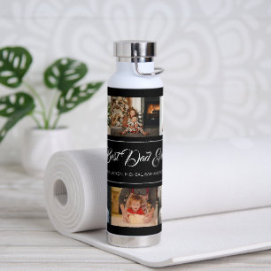 Custom 8 Photo Collage Best Dad Ever Water Bottle