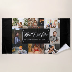 Custom 8 Photo Collage Best Dad Ever Water Bottle Beach Towel