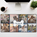Custom 8 Photo Collage Dog Bone Pet Navy Desk Mat<br><div class="desc">Showcase your furry best friend with this navy dog photo desk mat! Featuring a sleek navy blue background, a collage of eight adorable photos, and a cute dog bone with your dog's name, this desk mat is the perfect way to brighten up your workspace and keep your beloved companion close....</div>
