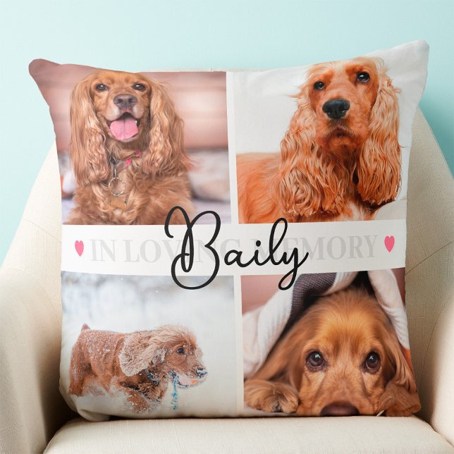 Custom 8 Photo Collage Dog Cat Rabbit Pet Memorial Throw Pillow (Pet Memorial Pillow)