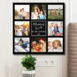 Custom 8  Photo Collage Foam Peel & Stick Foam Core Photo Tile<br><div class="desc">A custom photo collage of textured foam with a peel and stick photo board. It features 8 photos of family, pets, memories, events, your photography, etc. and further personalized with a simple message, family name and year set against a black background. The colours of the background and text can be...</div>