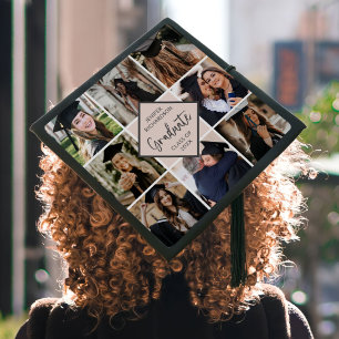 Custom 8 Photo Collage Graduation Cap Topper