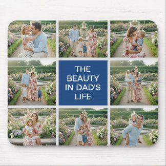 Custom 8 Photo Collage - Personalized Dad Gift Mouse Pad