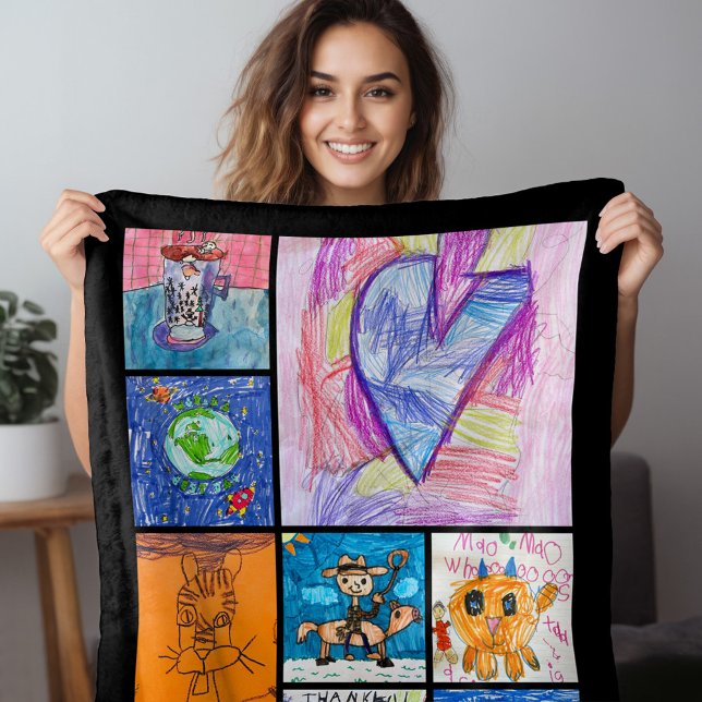 Custom 8 Photo Kids' Art Keepsake Fleece Blanket (Creator Uploaded)