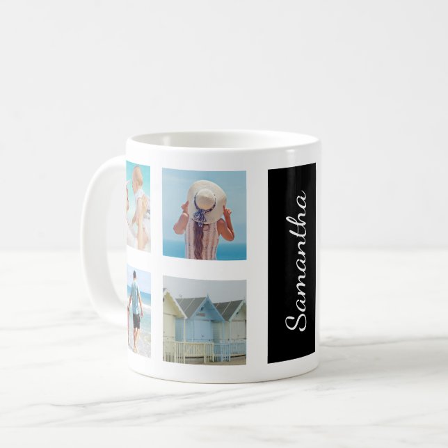 Custom 8 Photo Squares Collage Personalised Coffee Mug (Front Left)