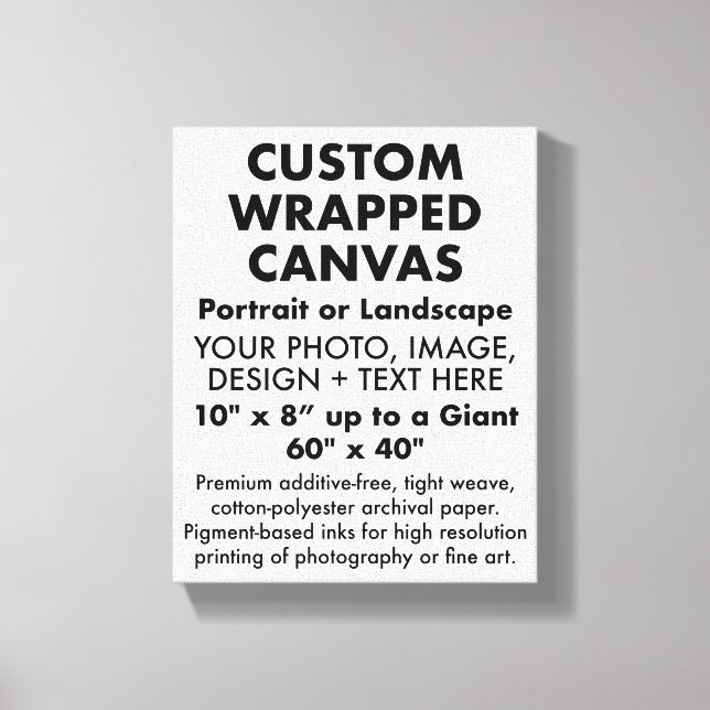 Custom 8" x 10" PREMIUM WRAPPED CANVAS Blank (Front)
