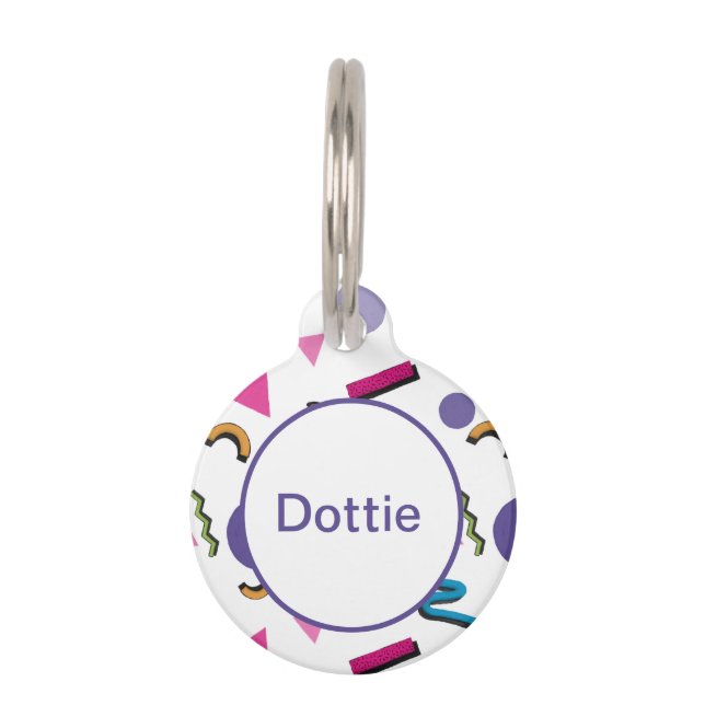 Custom 90s Shapes Pet ID Tag (Front)