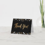 Custom 90th birthday black gold white confetti  thank you card<br><div class="desc">Express heartfelt gratitude with a sophisticated touch using our Custom 90th Birthday Black, Gold, and White Confetti Thank You Card. Perfect for capping off the celebrations of a significant milestone, this folded card is the epitome of elegance and appreciation. Designed with a beautiful backdrop of rich black, the card is...</div>