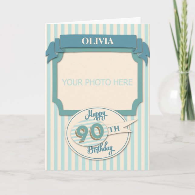 Custom 90th Birthday Card - Add Name and Photo (Front)