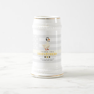 Custom 911 Dispatcher Goose With Headset Thank You Beer Stein