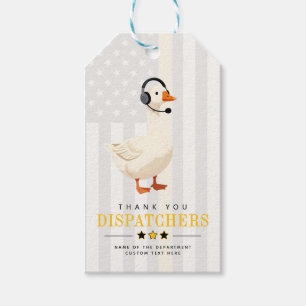 Custom 911 Dispatcher Goose With Headset Thank You Gift Tags