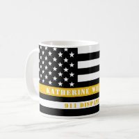 Custom 911 Dispatcher USA Flag Thin Gold Line