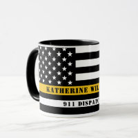 Custom 911 Dispatcher USA Flag Thin Gold Line