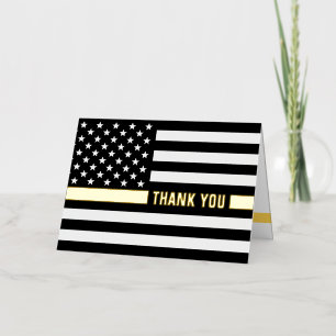 Custom 911 Dispatchers Thin Gold Line Thank You Foil Greeting Card