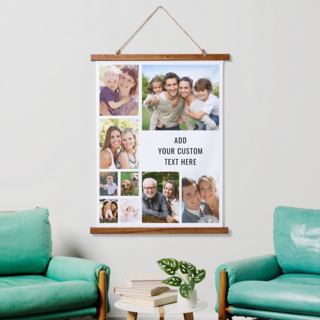 Custom 9 Photo Collage Hanging Tapestry (Living Room)