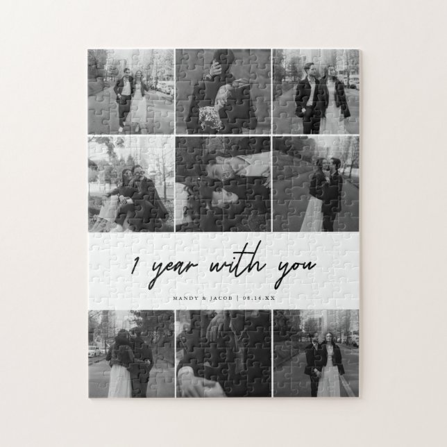 Custom 9-Photo Couple 1 Year Anniversary Jigsaw Puzzle (Vertical)
