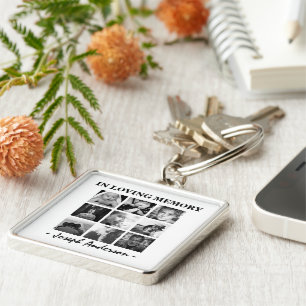 Custom 9 Photo Remembrance In Loving Memory Keychain