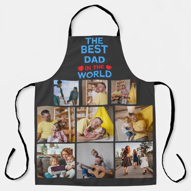 Custom 9 Picture Best Dad In The World Apron (Front)