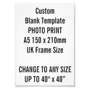 Custom A5 Photo Print  UK Frame Size
