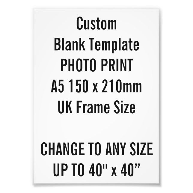 Custom A5 Photo Print  UK Frame Size (Front)
