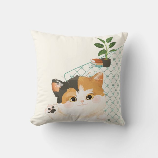 [Custom[ A Cat's Day - Hello! Throw Pillow (Front)
