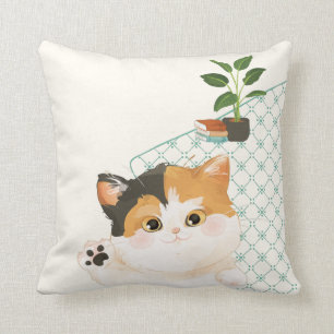 [Custom[ A Cat's Day - Hello! Throw Pillow
