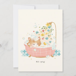 [Custom] A Cat's Day - Spring Flower Bubble Bath Thank You Card