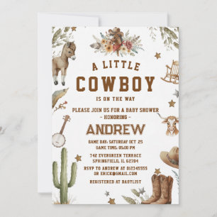 Custom A Little Cowboy Baby Shower Invitation