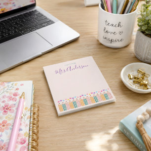Custom A Note From Cute Crayon Teacher Notepad