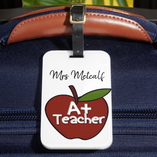 Custom A+ Teacher  Luggage Tag (Front Insitu 2)