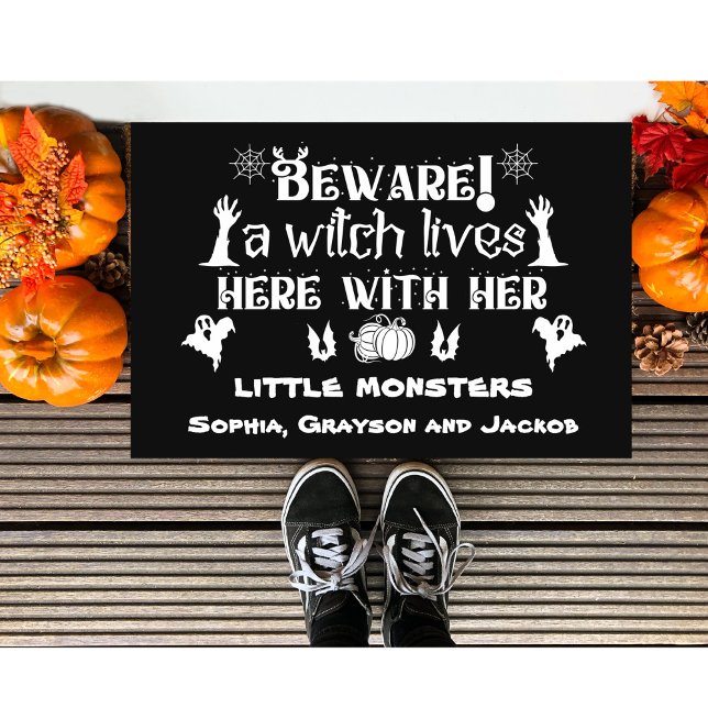 Custom A Witch Lives Here with Her Little Monsters Doormat (Creator Uploaded)