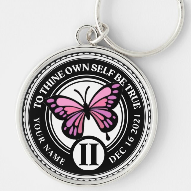 Custom AA NA Butterfly Recovery Anniversary Coin  Keychain (Front)