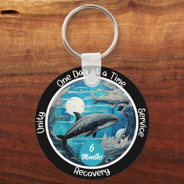Custom AA NA Recovery Milestone Gift Keychain (Front)