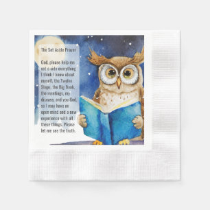 Custom AA Prayer Napkin Sober Owl Big Book