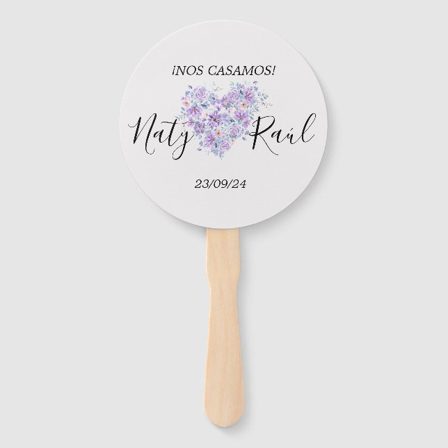 Custom Abanico in Lilas Tones Hand Fan (Front)