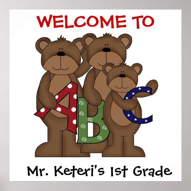 Custom ABC Bears School Welcome Poster (Front)